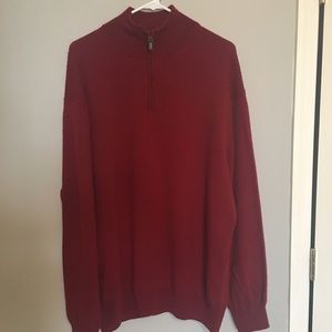 MENS Jos. A. Bank RED QUARTER ZIP SWEATER